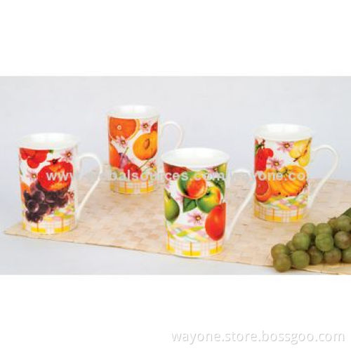 Fine China Mug with Fruit Design, Available in 12oz Volume, Measuring 8.3 x 9.5cm, Popular Shape